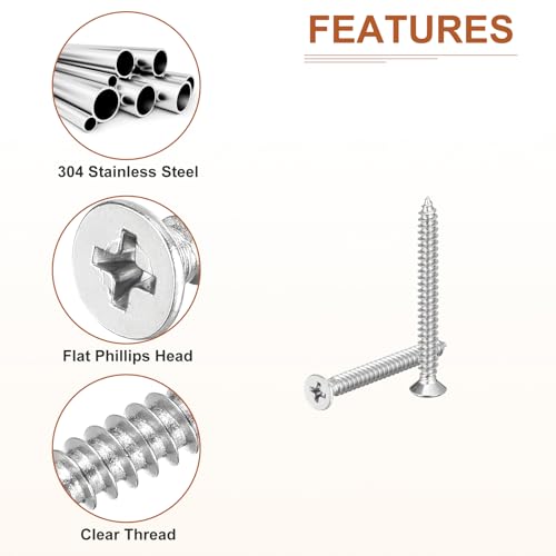 Tornillos para madera acero inoxidable M6x60mm 20 piezas miniatura 4