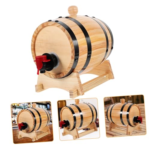 HOLIDYOYO 1set Wooden Beer Wine Aging Storage Bucket Multi-functional Design for Parties Easy Dispensing Faucet for Wine Whiskey and Beer Decorative Home Prop
