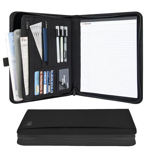 Porte-documents classeur de travail en cuir pour homme et femme zippé