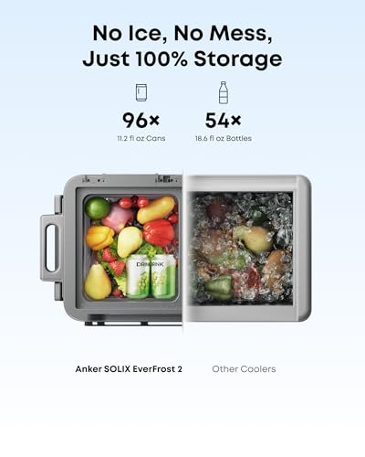 Image of Anker SOLIX EverFrost 2 58L Cooler with Extra Battery, 61 qt Car Refrigerator, Electric Cooler with 288Wh Battery, Powered by AC /DC or Solar,for Outdoor Camping, Travel, and Fishing, Fits in Trucks