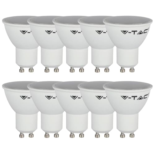 V-TAC 4.5W SMD LED Spotlight Bulbs Designed with GU10 Base | 6500K Cool White | 400 Lumens | 100° Beam Angle | Replaces 35 Watts Old Halogen Lamp | Long-Lasting & Energy-Saving | Pack of 10