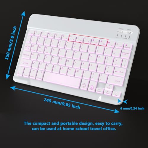 Image of Backlit Bluetooth Keyboard Small Portable Wireless Keyboard Rechargeable Illuminated for Android Samsung Tablet Cell Phone Smartphone iPad A16 11th 10th Generation iPad Pro Air Mini iPhone Ivory White