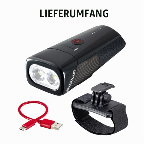 SIGMA - Buster 1100 HL | wiederaufladbare Helmbeleuchtung mit 1100 Lumen | Helmleuchte mit fünf...