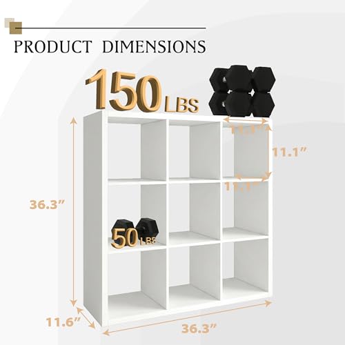 WannabeMyself【2026 Wooden Thick Frame】 9 Cube Storage Organizer with Anti-Tipping Kits, Reversible Open Back Book Shelf,Bookcase for Living Room,Bedroom,Entrance Hall,Office,11.6×36.3×36.3,White by Wannabe Myself - Used condition - Image 3