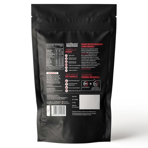 Image of COCOSUTRA Peanut Butter Chocolate Chunk Breakfast Granola 1 kg | 100% Natural, Vegan & Gluten Free | High Protein Cereal with Oats, Nuts, Seeds and Dry Fruits | Lightly sweetened with Jaggery