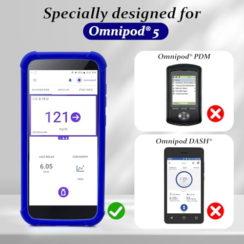 Omnipod-5-Silikon-Schutzhülle, Stoßfeste Omnipod 5 PDM Hülle mit Airtag zum Schutz Ihres Omnipod 5 Pod Tasche Case Empfängers von YOUSHARES (Blau)
