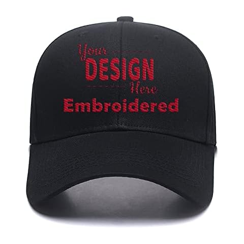 Custom Baseball Cap for Men&Women Custom Embroidered Baseball Cap Custom Hats Design Your Own Text Buckle Closure Black Cover