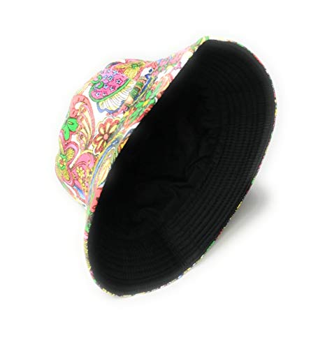 Cool colourful psychedelic paisley bucket hat white