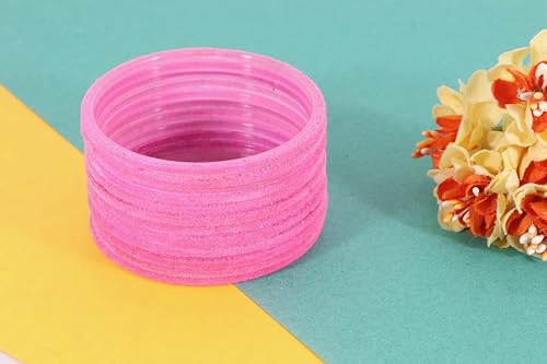 Image of NMII Glass Velvet Bangles Set For Women and Girls | Plain Glass Bangles | Velvet Chudi | Simple Bangles For Women | Stylish Glass Bangles- Set of 24