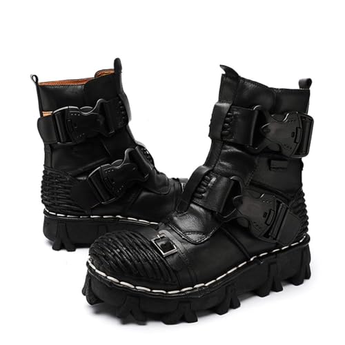 BB BEROBELLO FASHION IS AN ATTITUDE Men's Combat Motorcycle Leather Boots Soft Comfortable Ankle...