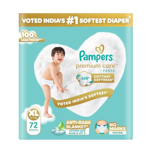 Image of Pampers Premium Care Pant Style Baby Diapers | Extra-Large (XL size) | 72 Count | Voted India's Softest | All-in-1 with 360 Cottony Softness Diapers | 12-17kg