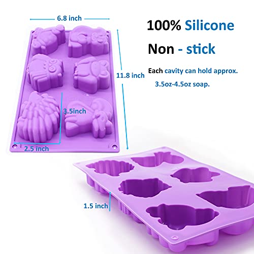 X-Haibei Forest Animals Gathering Baby Shower Soap Making Silicone Mold Cake Jello Supplies 3.5Oz Per Cell #TOP1