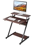 FITUEYES パソコンデスク ラック付き 幅70cm 組立簡単 木製 ウォルナット CD307004WB