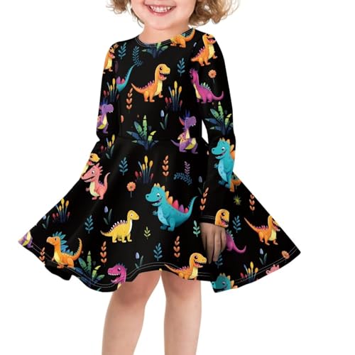 SYtrade Girls Long Sleeve Dress Printed Casual Party Twirly Dress for Kids3