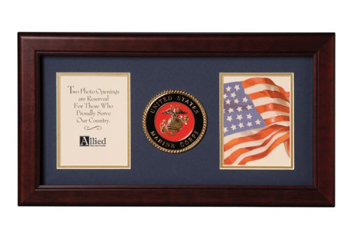 Allied Frame US Marine Corps Medallion Double Picture Frame - Two 4 x 6 Photo Openings