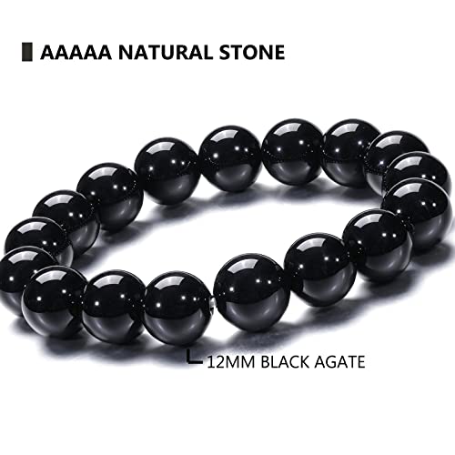 Natural 10-12mm Gorgeous Semi-Precious Gemstones Healing Crystal Stretch Elastic Beaded Bracelet Unisex Yoga Meditation Relax Anxiety Bangle for Womens Mens3