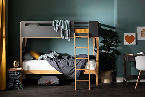 South Shore Bebble Bunk Bed, Twin, Charcoal Gray and Exotic Wood