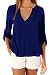 Happy Sailed Women 2016 New Casual Chiffon Button V Neck Blouses Shirts, X-Large Blue