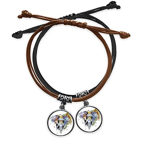 Bracelet éléphant en cuir double pour les amoureux - Bijou peint