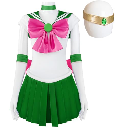 AYIMEIS Mujer Disfraz de Kino Makoto Completo Anime Sailor Luna Cosplay Costume Sailor Jupiter Uniforme Marinero Japonés Navidad Halloween Carnaval Cosplay Fiesta Traje para Adulto S-3XL