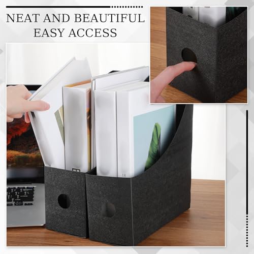 Geyee 12 Pack Magazine File Holder Plastic Desk Organizer Magazine Holder Storage Heavy Duty File Boxes for Home Storage and Office Organization(Black) by Geyee - Image 3