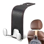 Car Purse Hook, Leather Headrest Hooks for Car, Heavy Duty Car Hooks, Universal Purse Holder for Car Seat, Vehicle Organizer Hanger for Handbag Grocery Bag Backpack Coat (Black-1pc)