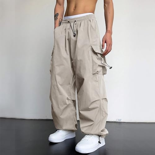 Cargo Pants for Men Baggy Straight Leg Sweatpants Elastic Waist Trousers Hiking Streetwear Stretch Casual Work Pants4