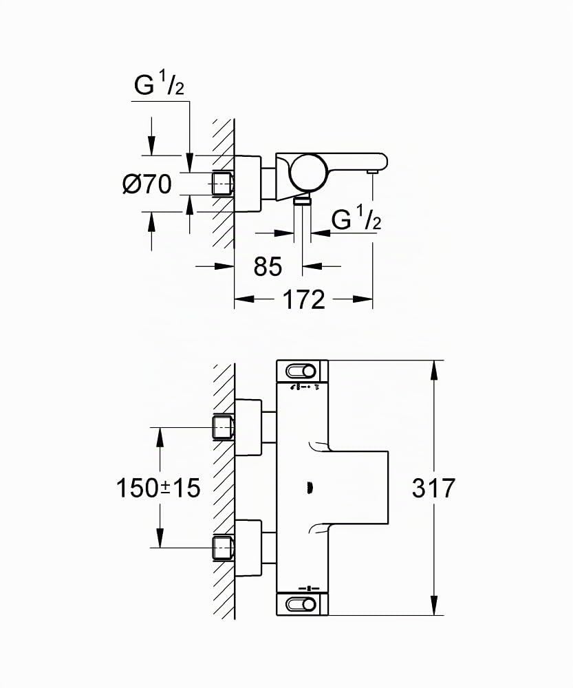 GROHE - 34174001 - Mitigeur Bain/Douche Thermostatique Grohtherm - 2000 - (Import Allemagne)