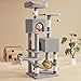 Feandrea Cat Tree, 61-Inch Cat Tower for Indoor Cats, Plush Multi-Level Cat Condo with 5 Scratching Posts, 2 Perches, 2 Caves, Hammock, 2 Pompoms, Light Gray UPCT192W01