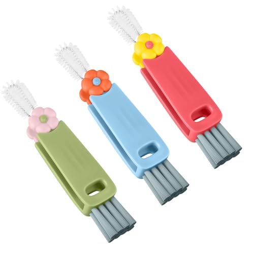 Image of Vanjua 3 in 1 Cup Lid Gap Cleaning Brush Set, Multifunctional Bottle Cleaning Brush, Cup Lid Gap Cleaner, Home Kitchen Crevice Brush Tools (3 Pack)