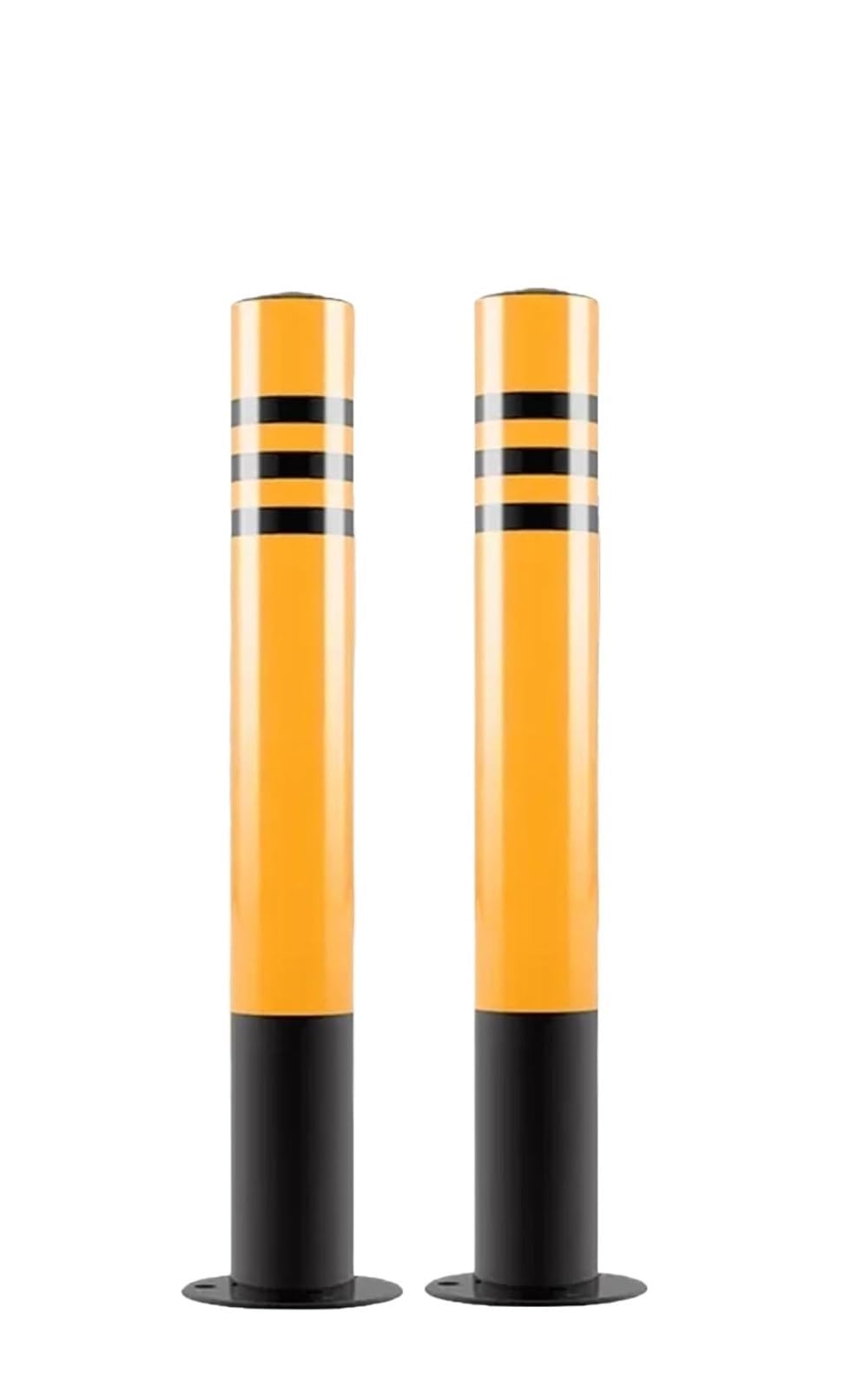 2pcs Yellow Steel Security Posts for Driveways - Durable Parking Bollard Stanchions with Easy Installation(75cm)