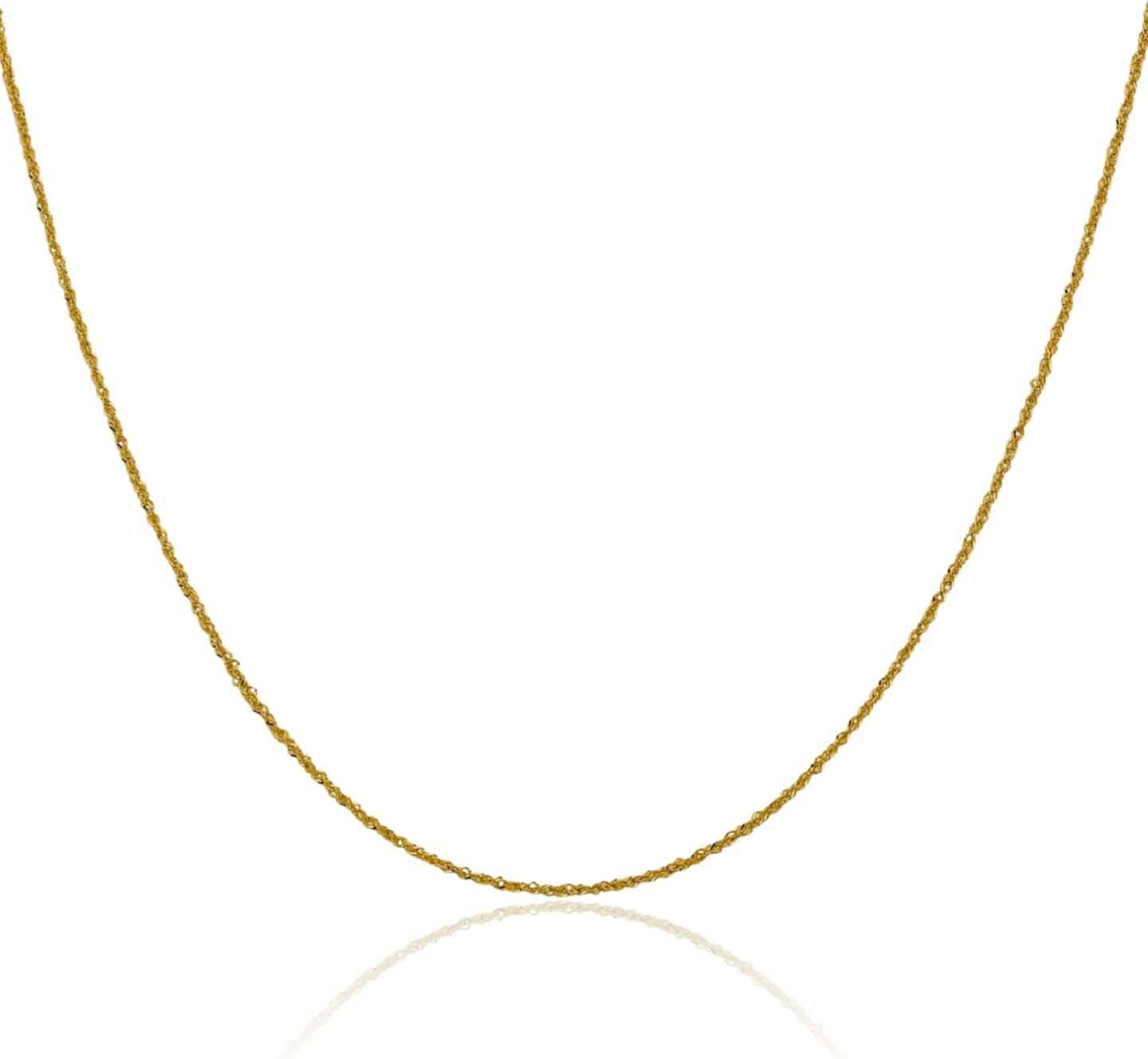 IceCarats 14K Solid Yellow Gold 1.3mm Dainty Singapore Chain Necklace Polished