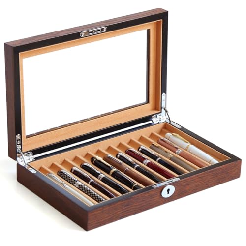 Bonaking Wood Pen Display Case with 12 Pens