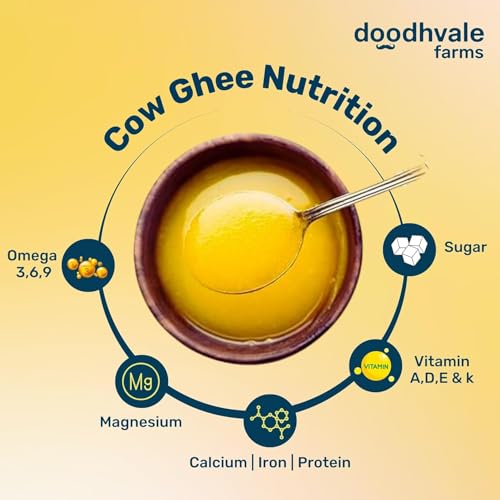 Image of Doodhvale Farms Classic Cow Ghee 100ml | Vedic Desi Ghee from Grass-Fed Cows | 100% Pure & Preservative Free | Traditional Bilona Method | Danedar, Non-GMO, Lab Tested