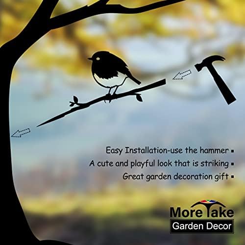 Robin Metal Bird Ornaments, Robin Garden Ornament Decor, Metal Birds Garden Art, Vivid Robin Bird Gifts for Outdoor Garden Patio Tree Art Home Wall Hanging (Robin)