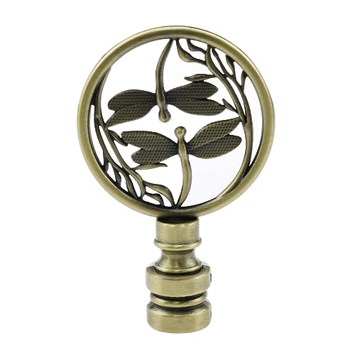 Image of Dragonfly Design Lamp Finial Cap Knob Double Dragonflies Lamp Finial Hollowing Out Treatment Dragonfly Design Lampshade Lamp Decoration (Bronze)-1PCS