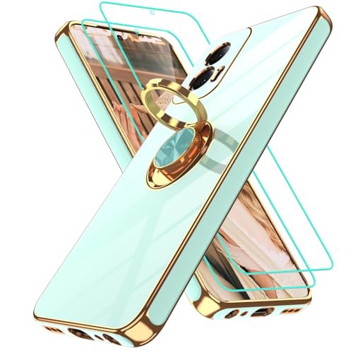 Coque pour Motorola Moto G Power 5G 2024 vert pastel avec bague et verre