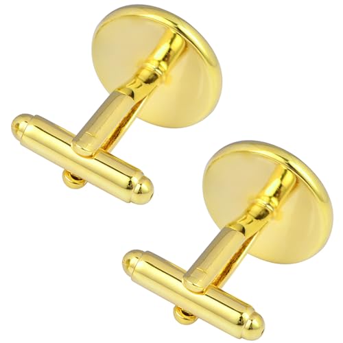 Set de Mancuernillas Redondas Doradas con Nácar para Hombre y Mujer miniatura 4