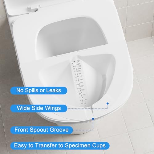 Image of 25 Pack Urine Collection Hats for Toilet, Specimen Collector Pans 40oz /1200cc with Clear Readings, Universal Urine Pee Stool Sample Collection Kit for Women and Elderly