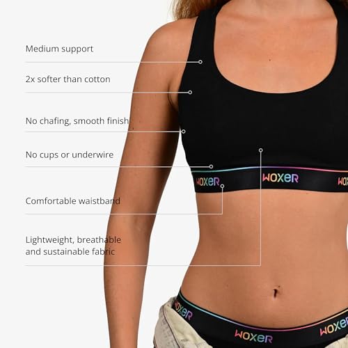 Image of Woxer Boss Bralette for Women - Wireless, Seamless Racerback - Modal Sports Bra, Lounge, Sleep Bralette, Wireless Bra