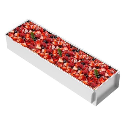 TMWEFUSC Molde rectangular para tartas, de aleación de aluminio, bandeja para hornear tartas, con marco extraíble, moldes para hornear tartas de tiramisú y mousse