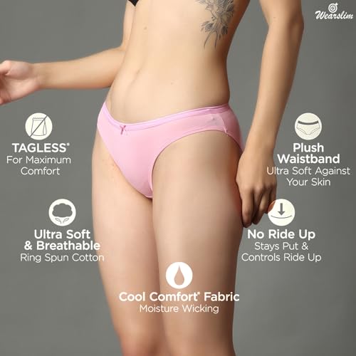 Image of Wearslim Premium Women Soft and Comfortable Women's Cotton Bikini No Show Panty | Ladies Invisible Breathable Briefs Soft Stretch Hipster Underwear