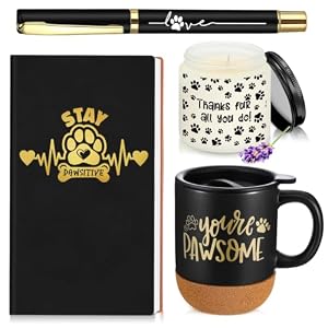 Sayglossy 4 Pcs Vet Tech Week Gift Notebook Coffee Mug Scented Candle Pen(Vet Tech,Black)