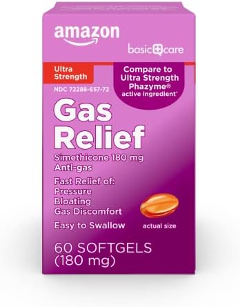 Amazon Basic Care Ultra Strength Gas Relief, Bloating and Discomf...