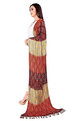 Dupatta de fête pour mariage et cérémonies, foulard indien Bandhej rouge