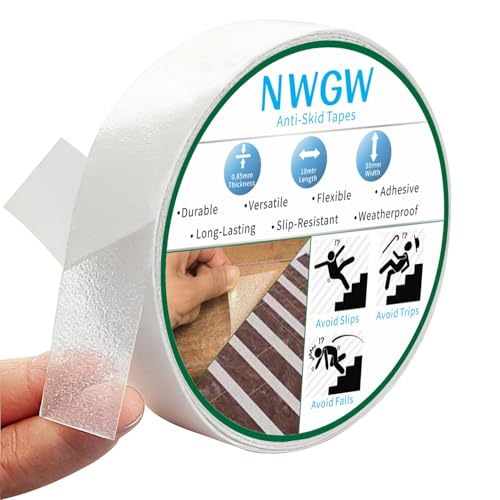Image of Clear Anti Slip Tape for Stairs & Bathtubs, 1 inch x35FT Non-Skid Transparent Grip Tape - Soft PVC Safety Traction for Bare Feet, Pool Decks, Boats, Shower Floors