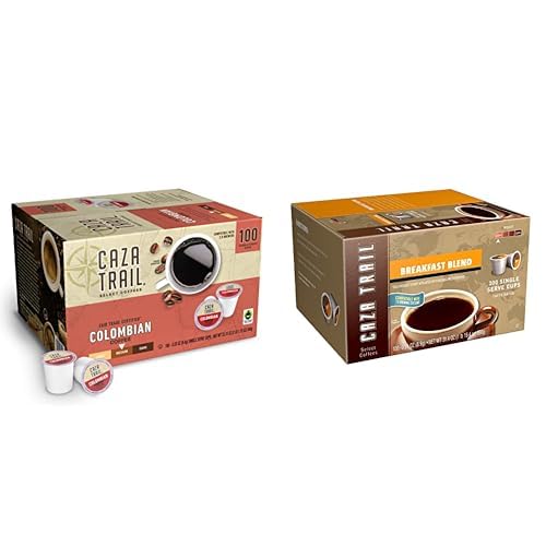Caza Trail Coffee Pods Bundle: Colombian (100 Ct.) and Breakfast Blend (100 Ct.)