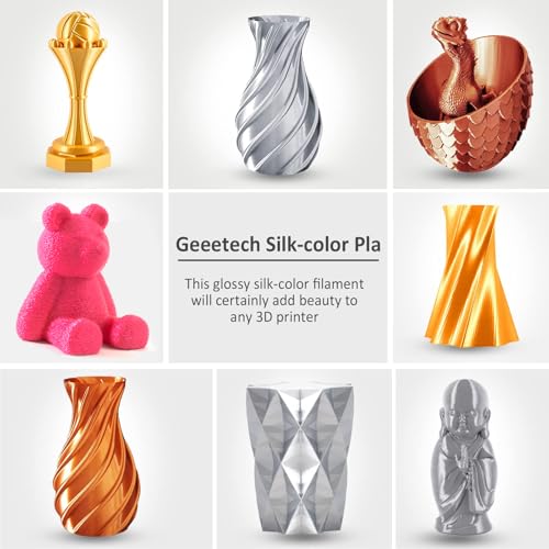 Image of Geeetech Silk PLA Filament 1.75mm, Metal-Like Shiny Silk Rose Pink 3D Filament 1kg (2.2lbs) 1 Spool, Dimensional Accuracy + /- 0.02 mm, Fit Most FDM Printer (Magenta)