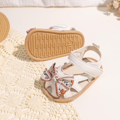 Image of Babelvit Infant Baby Girl Boy Sandals Comfort Premium Summer Outdoor Casual Beach Shoes with Flower Bowknot Anti Slip Rubber Sole Newborn Toddler Prewalker First Walking Shoes