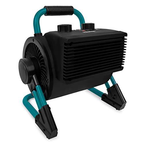 VONROC PRO Calefactor eléctrico - ventilador - aerotermo - calefactor de garaje y taller - 1350W/2000W - cerámica - 2 posiciones de calefacción y ventilador - termostato – 90º inclinable - 20m2